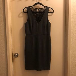 Grey Dress with Black Lace Insert
